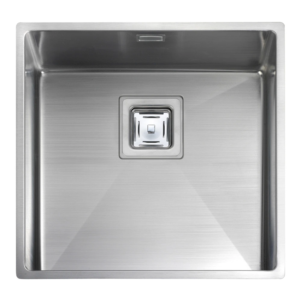 Rangemaster Atlantic Kube 1 Bowl Brushed Stainless Steel Undermount Sink & Waste Kit - 430 X 430mm 3 Rangemaster Atlantic Kube 1 Bowl Brushed Stainless Steel Undermount Sink & Waste Kit - 430 X 430mm