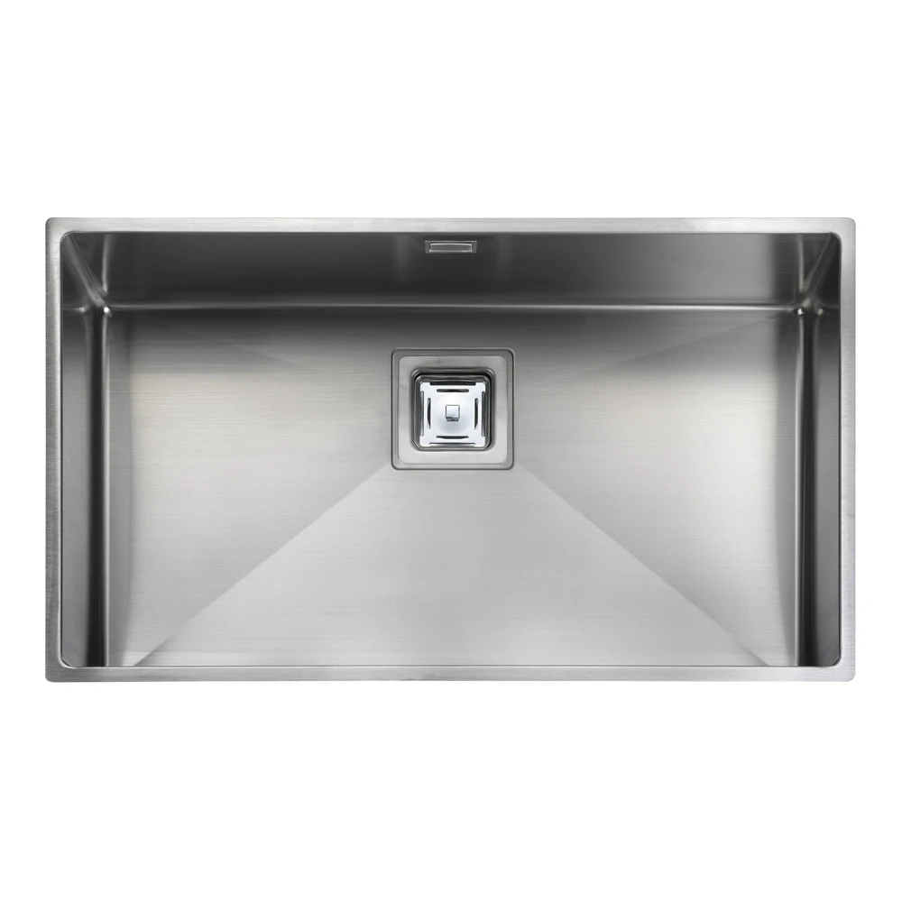 Rangemaster Atlantic Kube 1 Bowl Brushed Stainless Steel Undermount Sink & Waste Kit - 730 X 430mm 3 Rangemaster Atlantic Kube 1 Bowl Brushed Stainless Steel Undermount Sink & Waste Kit - 730 X 430mm