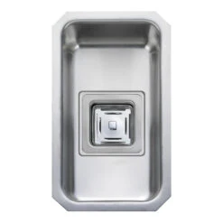 Rangemaster Atlantic Quad Single Bowl Brushed Stainless Steel Undermount Sink & Waste Kit - 200 X 340mm