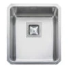 Rangemaster Atlantic Quad Single Bowl Brushed Stainless Steel Undermount Sink & Waste Kit - 390 X 450mm -Vado Sale Store rangemaster stainless steel undermount sink topdown quad qub34 notap
