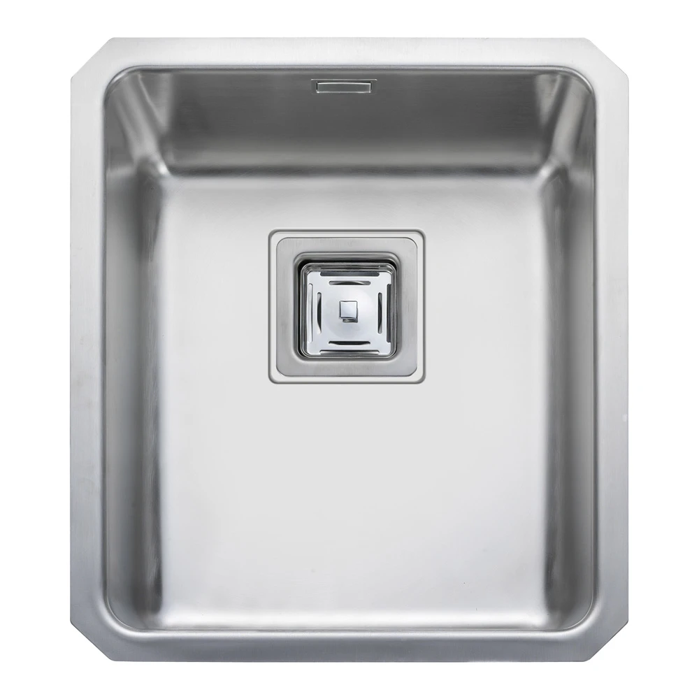 Rangemaster Atlantic Quad Single Bowl Brushed Stainless Steel Undermount Sink & Waste Kit - 390 X 450mm 3 Rangemaster Atlantic Quad Single Bowl Brushed Stainless Steel Undermount Sink & Waste Kit - 390 X 450mm