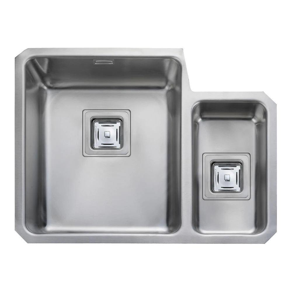 Rangemaster Atlantic Quad 1.5 Bowl Brushed Stainless Steel Undermount Sink & Waste Kit With Right Hand Small Bowl - 580 X 450mm 3 Rangemaster Atlantic Quad 1.5 Bowl Brushed Stainless Steel Undermount Sink & Waste Kit With Right Hand Small Bowl - 580 X 450mm