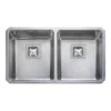 Rangemaster Atlantic Quad 2 Bowl Brushed Stainless Steel Undermount Sink & Waste Kit - 760 X 450mm -Vado Sale Store rangemaster stainless steel undermount sink topdown quad qub3434 notap