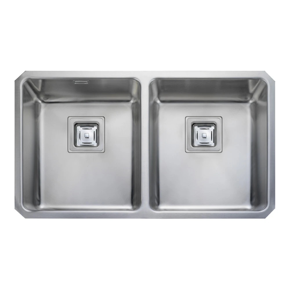 Rangemaster Atlantic Quad 2 Bowl Brushed Stainless Steel Undermount Sink & Waste Kit - 760 X 450mm 3 Rangemaster Atlantic Quad 2 Bowl Brushed Stainless Steel Undermount Sink & Waste Kit - 760 X 450mm
