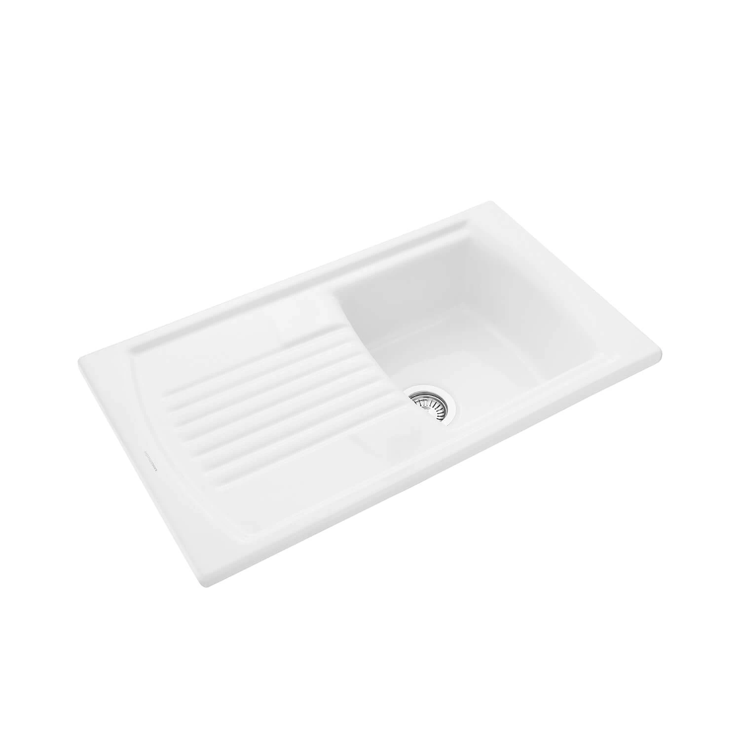 Rangemaster Tenby Compact 1 Bowl Gloss White Fireclay Ceramic Kitchen Sink & Waste With Reversible Drainer - 850 X 500mm 7 Rangemaster Tenby Compact 1 Bowl Gloss White Fireclay Ceramic Kitchen Sink & Waste With Reversible Drainer - 850 X 500mm - Image 5