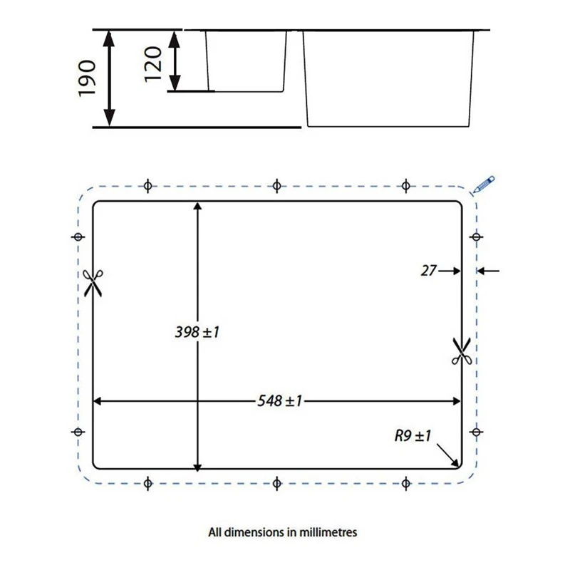 Rangemaster Atlantic Kube 1.5 Bowl Stainless Steel Undermount Sink & Waste Kit With Right Hand Small Bowl - 580 X 430mm 5 Rangemaster Atlantic Kube 1.5 Bowl Stainless Steel Undermount Sink & Waste Kit With Right Hand Small Bowl - 580 X 430mm - Image 3