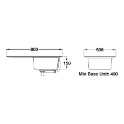Rangemaster Baltimore Compact 1 Bowl Brushed Stainless Steel Sink & Waste Kit With Reversible Drainer - 800 X 508mm -Vado Sale Store rangemasterbaltimore bl8001 tech