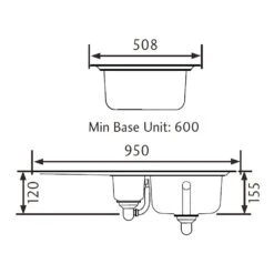 Rangemaster Glendale 1.5 Bowl Brushed Stainless Steel Sink & Waste Kit With Reversible Drainer - 950 X 508mm 13 Rangemaster Glendale 1.5 Bowl Brushed Stainless Steel Sink & Waste Kit With Reversible Drainer - 950 X 508mm -Vado Sale Store rangemasterglendale gl9502 tech