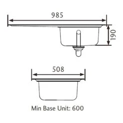Rangemaster Oakland 1 Bowl Brushed Stainless Steel Sink & Waste Kit With Right Hand Drainer - 985 X 508mm -Vado Sale Store rangemasteroakland ol9851l tech 1