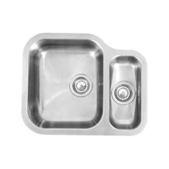 Reginox Alaska MBR 1.5 Bowl Stainless Steel Undermount Kitchen Sink & Waste With Right Hand Main Bowl - 577 X 470mm -Vado Sale Store reginox alaska 1 5 bowl stainless steel sink lh cutout