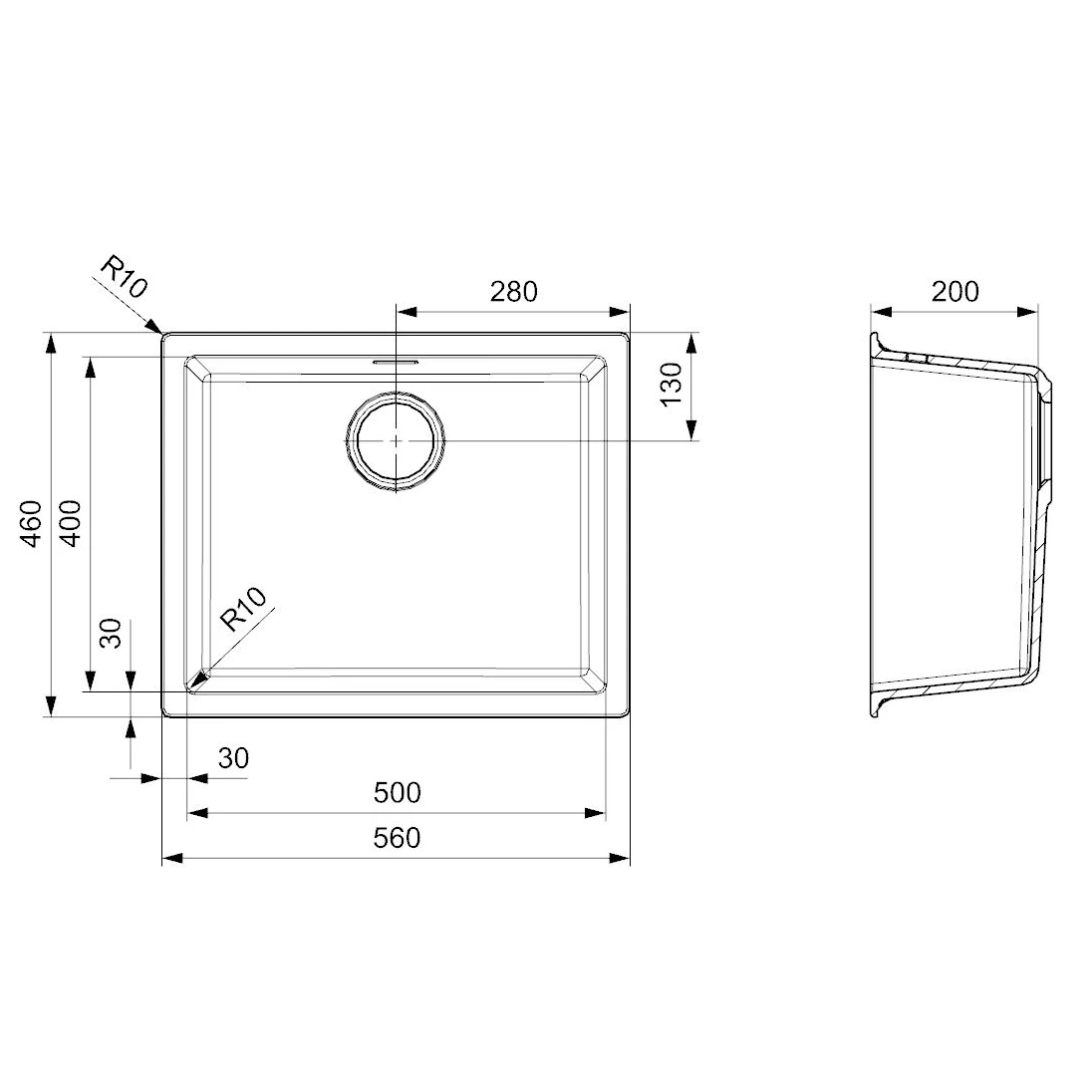 Reginox Amsterdam 50 Single Bowl Grey Silvery Granite Composite Inset / Undermount Kitchen Sink & Waste Kit - 560 X 460mm 6 Reginox Amsterdam 50 Single Bowl Grey Silvery Granite Composite Inset / Undermount Kitchen Sink & Waste Kit - 560 X 460mm - Image 4