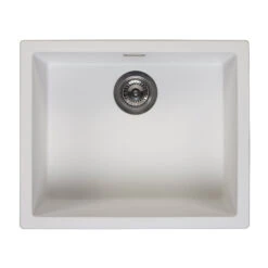 Reginox Amsterdam 50 Single Bowl Grey Silvery Granite Composite Inset / Undermount Kitchen Sink & Waste Kit - 560 X 460mm