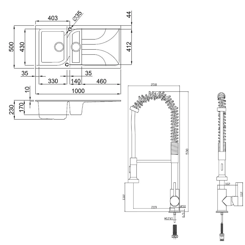 Reginox Ego White Granite Composite 1.5 Bowl Kitchen Sink & Vellamo FlexiSpray Kitchen Mixer 10 Reginox Ego White Granite Composite 1.5 Bowl Kitchen Sink & Vellamo FlexiSpray Kitchen Mixer - Image 8