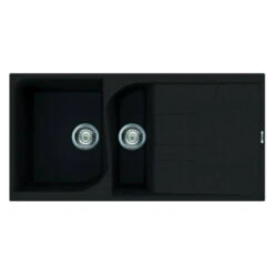 Reginox Ego Ghisa Black Granite 1.5 Bowl Kitchen Sink & Vellamo Caspian Dual Lever Mono Kitchen Mixer -Vado Sale Store reginox ego ghsia black granite 1.5 bowl sink cutout 1 1