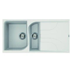 Reginox Ego White Granite Composite 1.5 Bowl Kitchen Sink & Vellamo FlexiSpray Kitchen Mixer 15 Reginox Ego White Granite Composite 1.5 Bowl Kitchen Sink & Vellamo FlexiSpray Kitchen Mixer -Vado Sale Store reginox ego white granite 1.5 bowl sink cutout 1
