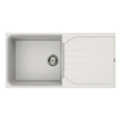 Reginox Ego Cream Granite Composite Large Single Bowl Kitchen Sink With Reversible Drainer & Waste Kit - 1000 X 500mm -Vado Sale Store reginox ego480 white