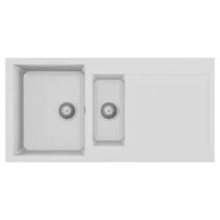 Reginox Elleci Easy 475 Black 1.5 Bowl Granite Composite Inset Kitchen Sink & Waste - 1000 X 500mm 9 Reginox Elleci Easy 475 Black 1.5 Bowl Granite Composite Inset Kitchen Sink & Waste - 1000 X 500mm -Vado Sale Store reginox elleci easy 475 1.5 bowl sink 1000x510 white cutout