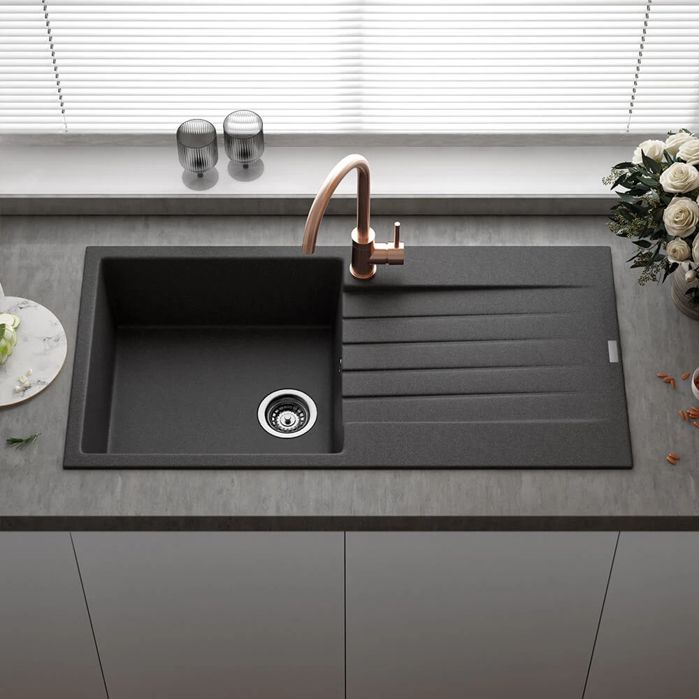 Reginox Harlem 1 Bowl White Granite Composite Kitchen Sink & Waste Kit - 1000 X 500mm 4 Reginox Harlem 1 Bowl White Granite Composite Kitchen Sink & Waste Kit - 1000 X 500mm - Image 2
