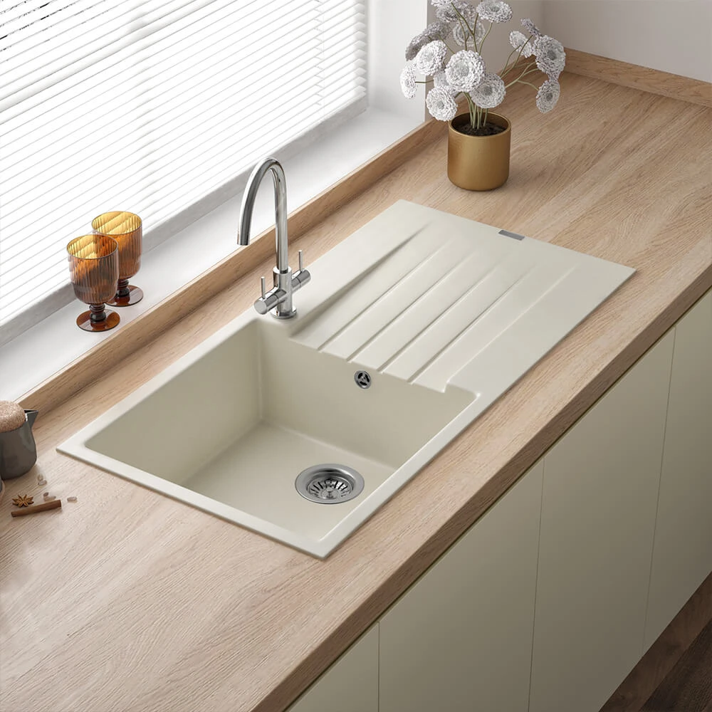 Reginox Harlem 1 Bowl White Granite Composite Kitchen Sink & Waste Kit - 1000 X 500mm 7 Reginox Harlem 1 Bowl White Granite Composite Kitchen Sink & Waste Kit - 1000 X 500mm - Image 5