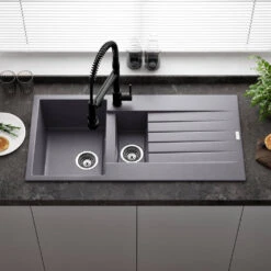 Reginox Harlem 1.5 Bowl White Granite Composite Kitchen Sink & Waste Kit - 1000 X 500mm