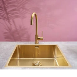 Reginox Miami 50x40 Single Bowl Gold Stainless Steel Inset / Undermount Kitchen Sink - 540 X 440mm