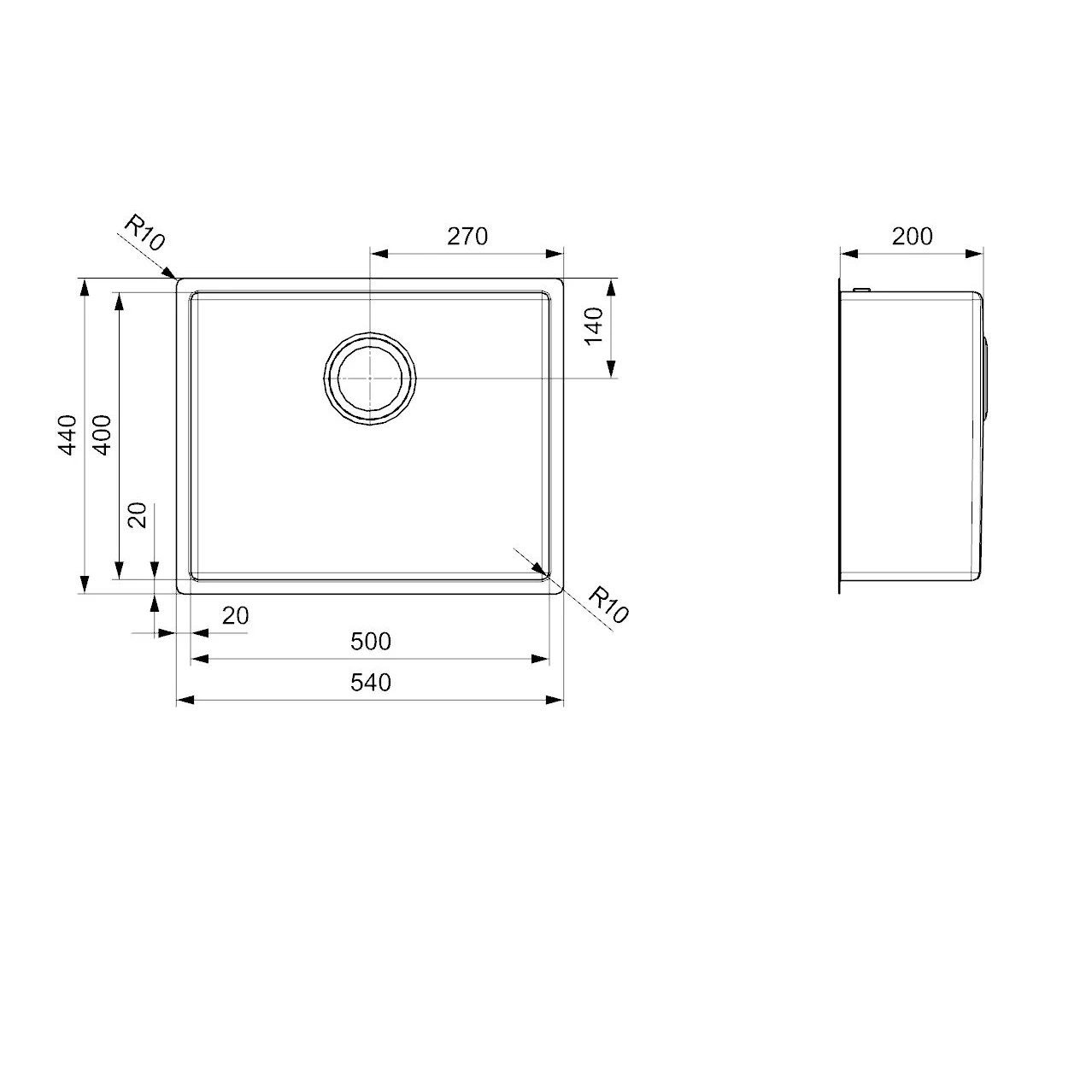 Reginox Miami 50x40 Single Bowl Gold Stainless Steel Inset / Undermount Kitchen Sink - 540 X 440mm 11 Reginox Miami 50x40 Single Bowl Gold Stainless Steel Inset / Undermount Kitchen Sink - 540 X 440mm - Image 9