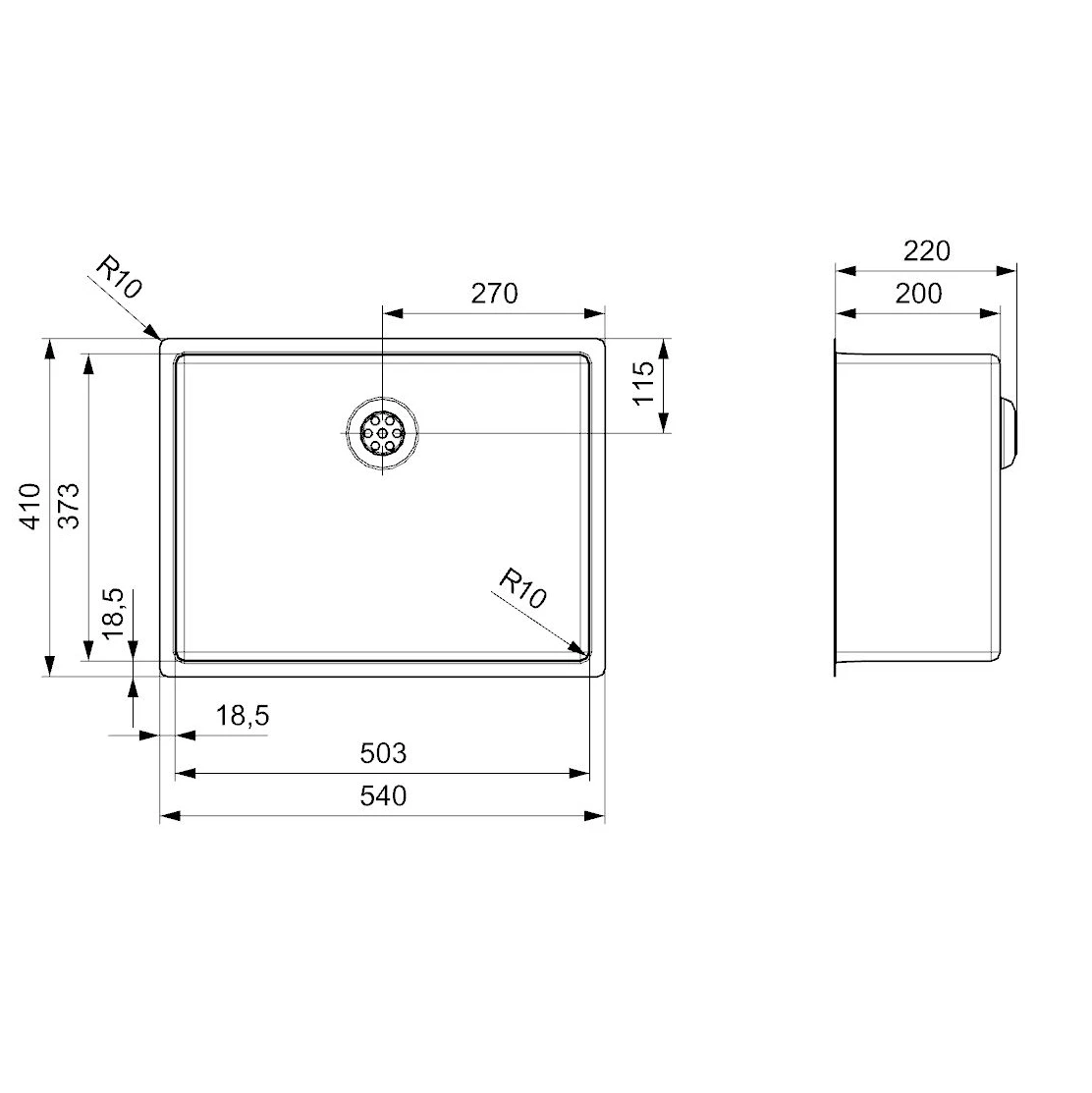 Reginox New Jersey 50x37 Single Bowl Stainless Steel Inset / Undermount Kitchen Sink & Waste Kit - 540 X 410mm 4 Reginox New Jersey 50x37 Single Bowl Stainless Steel Inset / Undermount Kitchen Sink & Waste Kit - 540 X 410mm - Image 2