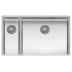 Reginox New York 1.5 Bowl Undermount Or Inset Stainless Steel Kitchen Sink And Integrated Waste With Left Hand Main Bowl - 740 X 440mm
