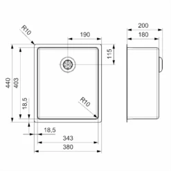 Reginox New York 1 Bowl Undermount Or Inset Stainless Steel Kitchen Sink And Integrated Waste - 380 X 440mm 7 Reginox New York 1 Bowl Undermount Or Inset Stainless Steel Kitchen Sink And Integrated Waste - 380 X 440mm -Vado Sale Store reginox new york 34x40 tech drawing