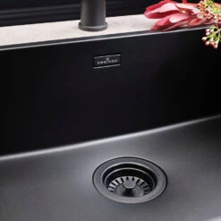 Reginox New York Large 1 Bowl Undermount Or Inset Jet Black Stainless Steel Kitchen Sink And Integrated Waste - 540 X 440mm 20 Reginox New York Large 1 Bowl Undermount Or Inset Jet Black Stainless Steel Kitchen Sink And Integrated Waste - 540 X 440mm -Vado Sale Store reginox new york 50x40 jet black closeup 2