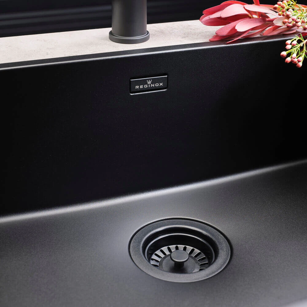 Reginox New York Large 1 Bowl Undermount Or Inset Jet Black Stainless Steel Kitchen Sink And Integrated Waste - 540 X 440mm 10 Reginox New York Large 1 Bowl Undermount Or Inset Jet Black Stainless Steel Kitchen Sink And Integrated Waste - 540 X 440mm - Image 8