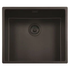 Reginox New York Large 1 Bowl Undermount Or Inset Jet Black Stainless Steel Kitchen Sink And Integrated Waste - 540 X 440mm