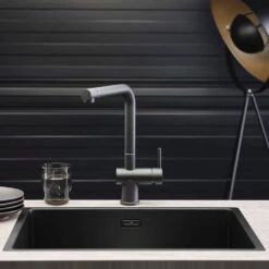 Reginox New York Large 1 Bowl Undermount Or Inset Jet Black Stainless Steel Kitchen Sink And Integrated Waste - 540 X 440mm 15 Reginox New York Large 1 Bowl Undermount Or Inset Jet Black Stainless Steel Kitchen Sink And Integrated Waste - 540 X 440mm -Vado Sale Store reginox new york 50x40 jet black lifestyle 2
