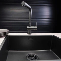 Reginox New York Large 1 Bowl Undermount Or Inset Jet Black Stainless Steel Kitchen Sink And Integrated Waste - 540 X 440mm 19 Reginox New York Large 1 Bowl Undermount Or Inset Jet Black Stainless Steel Kitchen Sink And Integrated Waste - 540 X 440mm -Vado Sale Store reginox new york 50x40 jet black lifestyle 4