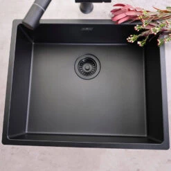 Reginox New York Large 1 Bowl Undermount Or Inset Jet Black Stainless Steel Kitchen Sink And Integrated Waste - 540 X 440mm 22 Reginox New York Large 1 Bowl Undermount Or Inset Jet Black Stainless Steel Kitchen Sink And Integrated Waste - 540 X 440mm -Vado Sale Store reginox new york 50x40 jet black lifestyle 6
