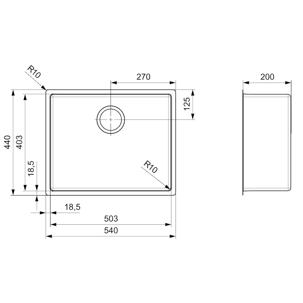 Reginox New York Large 1 Bowl Undermount Or Inset Jet Black Stainless Steel Kitchen Sink And Integrated Waste - 540 X 440mm 13 Reginox New York Large 1 Bowl Undermount Or Inset Jet Black Stainless Steel Kitchen Sink And Integrated Waste - 540 X 440mm - Image 11