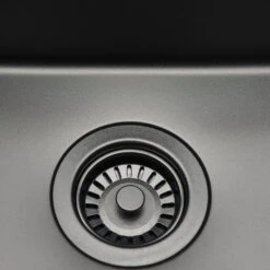 Reginox New York Large 1 Bowl Undermount Or Inset Jet Black Stainless Steel Kitchen Sink And Integrated Waste - 540 X 440mm 17 Reginox New York Large 1 Bowl Undermount Or Inset Jet Black Stainless Steel Kitchen Sink And Integrated Waste - 540 X 440mm -Vado Sale Store reginox new york jet black waste closeup