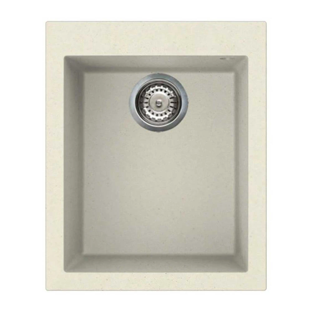 Reginox Quadra 100 Cream Granite Composite Single Bowl Undermount Kitchen Sink & Waste Kit - 380 X 440mm 3 Reginox Quadra 100 Cream Granite Composite Single Bowl Undermount Kitchen Sink & Waste Kit - 380 X 440mm