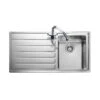 Rangemaster Rockford Single Bowl Brushed Stainless Sink & Waste With Left Hand Drainer - 985 X 508mm