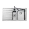 Rangemaster Rockford 1.5 Bowl Brushed Stainless Steel Sink & Waste With Left Hand Drainer - 985 X 508mm 1 Rangemaster Rockford 1.5 Bowl Brushed Stainless Steel Sink & Waste With Left Hand Drainer - 985 X 508mm -Vado Sale Store rk9852l main