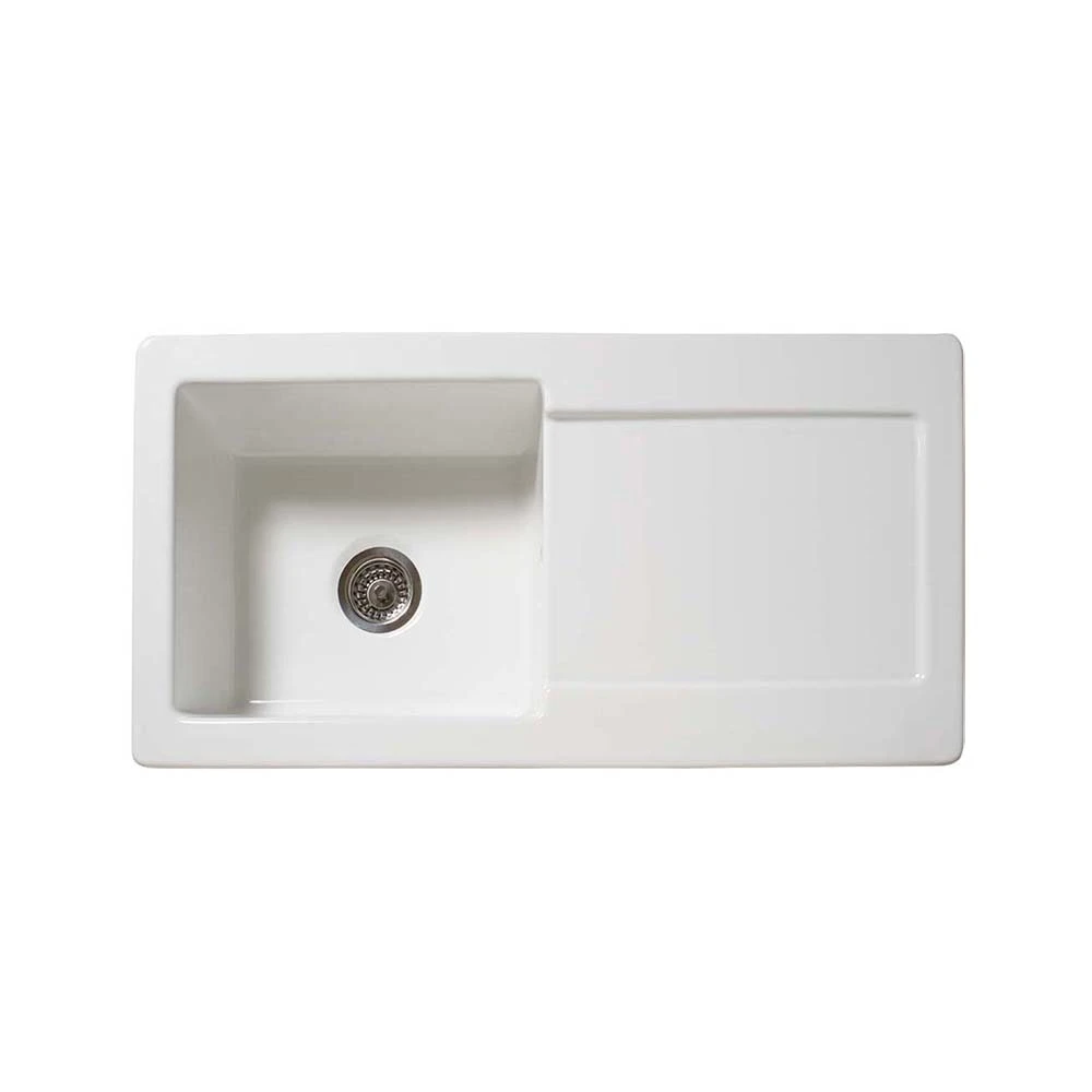 Reginox Contemporary White Ceramic Single Bowl Kitchen Sink With Reversible Drainer & Waste - 1000mm X 500mm 3 Reginox Contemporary White Ceramic Single Bowl Kitchen Sink With Reversible Drainer & Waste - 1000mm X 500mm