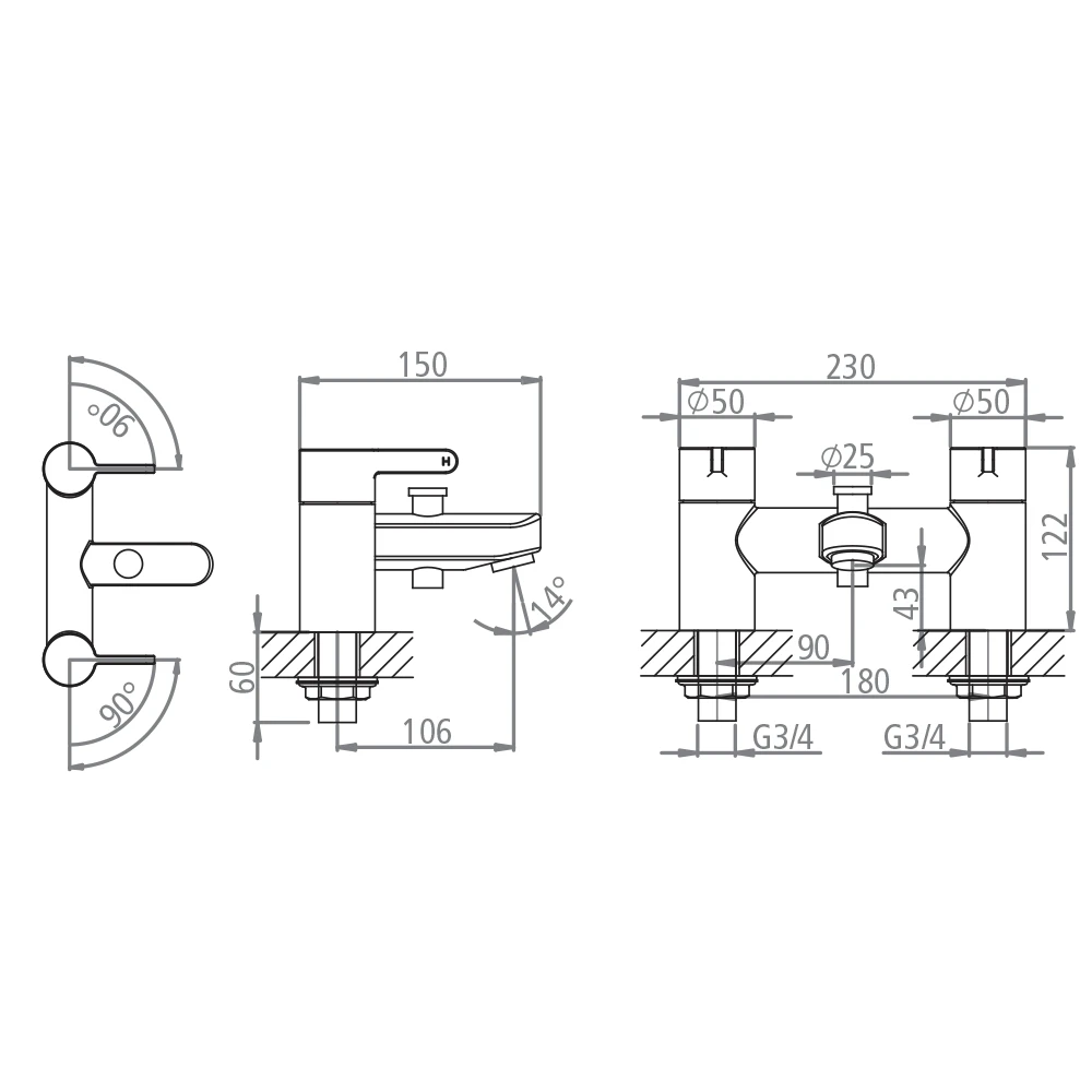 Roper Rhodes Storm Bath Shower Mixer With Contemporary Handset 5 Roper Rhodes Storm Bath Shower Mixer With Contemporary Handset - Image 3