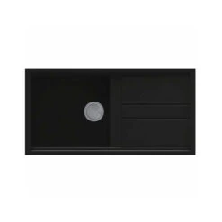 Reginox Best 480 Large Single Bowl Black Granite Kitchen Sink & Waste Kit With Reversible Drainer - 1000 X 510mm