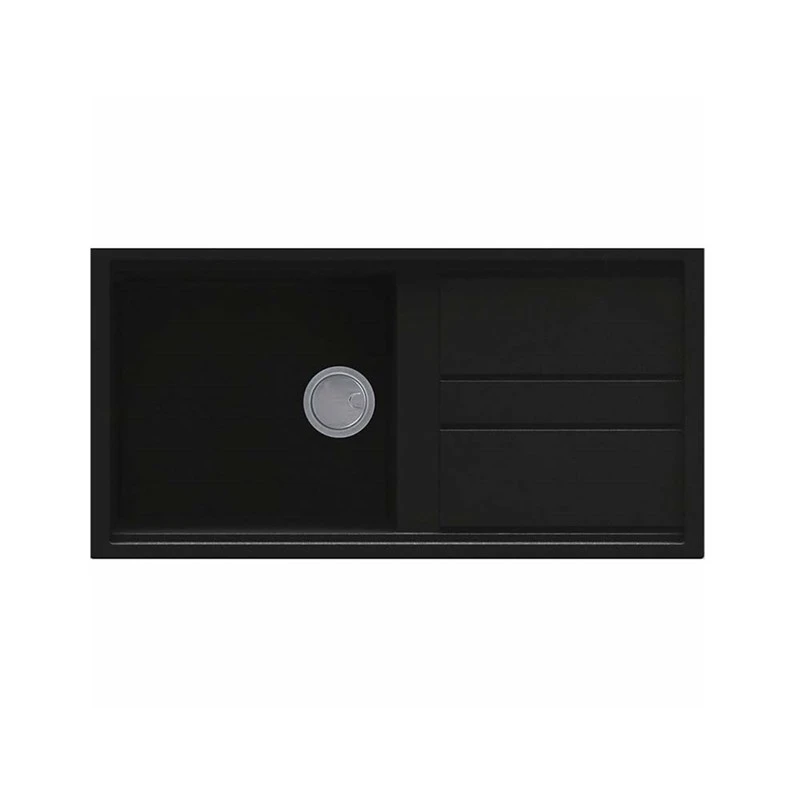 Reginox Best 480 Large Single Bowl Black Granite Kitchen Sink & Waste Kit With Reversible Drainer - 1000 X 510mm 3 Reginox Best 480 Large Single Bowl Black Granite Kitchen Sink & Waste Kit With Reversible Drainer - 1000 X 510mm