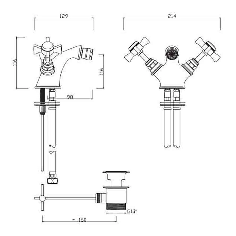 Sagittarius Churchman Mono Bidet With Pop-Up Waste - Gold 4 Sagittarius Churchman Mono Bidet With Pop-Up Waste - Gold - Image 2