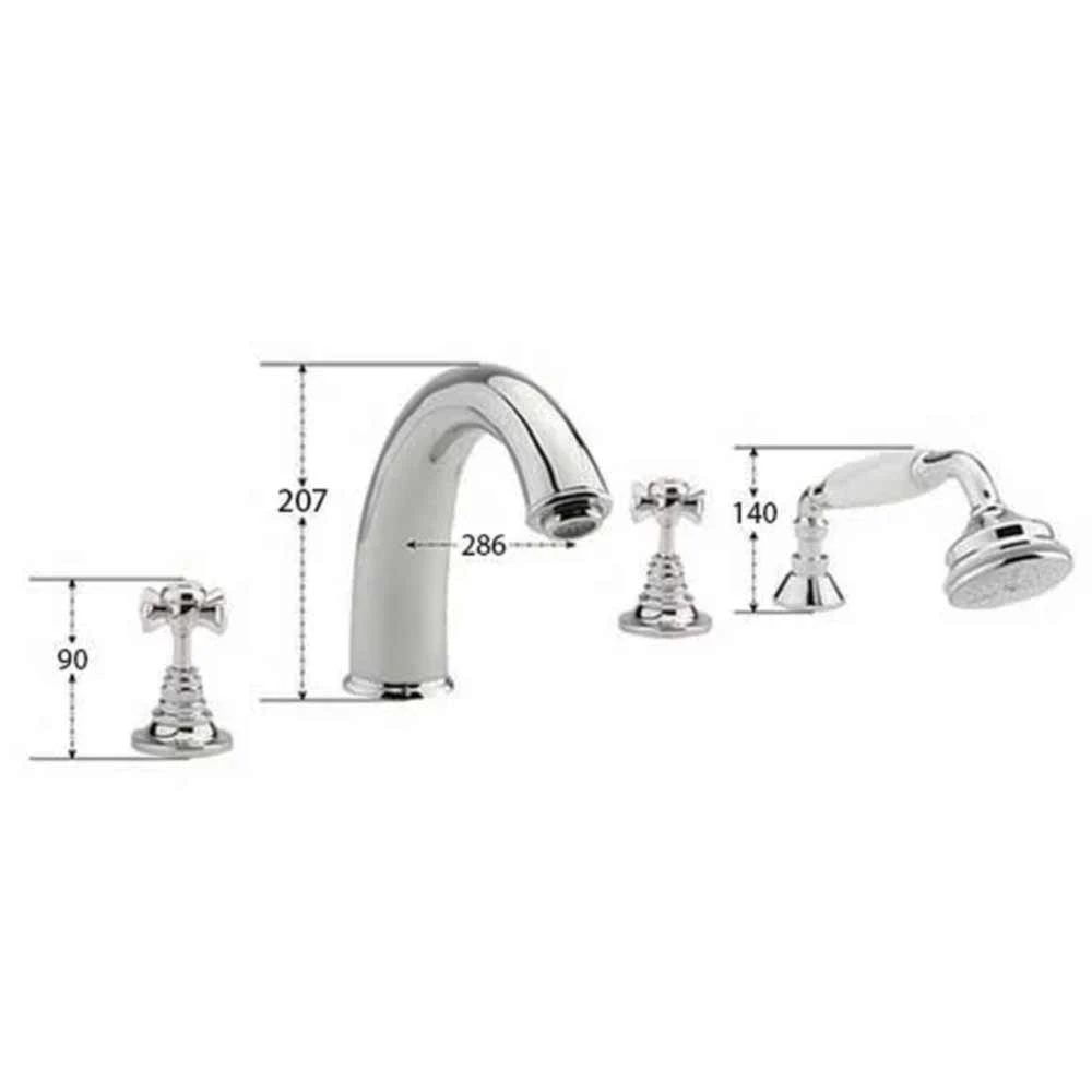 Sagittarius Churchman 4 Hole Bath Filler With Shower Kit - Gold 4 Sagittarius Churchman 4 Hole Bath Filler With Shower Kit - Gold - Image 2