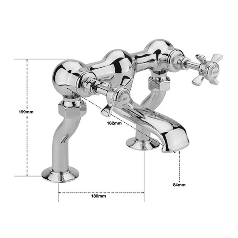 Sagittarius Churchman Chrome Bath Filler With Deck Mounting Legs 4 Sagittarius Churchman Chrome Bath Filler With Deck Mounting Legs - Image 2