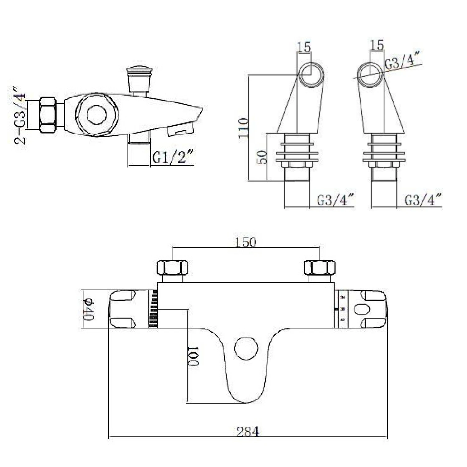 Sagittarius Quest Thermostatic Bath Shower Mixer 4 Sagittarius Quest Thermostatic Bath Shower Mixer - Image 2
