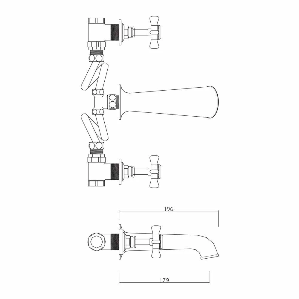Sagittarius Churchman 3 Hole Wall Mounted Bath Mixer 4 Sagittarius Churchman 3 Hole Wall Mounted Bath Mixer - Image 2