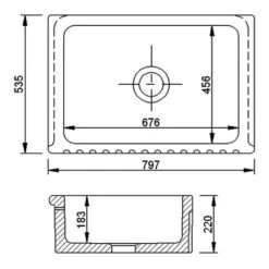 Shaws Bowland Fluted Front White Ceramic Belfast Kitchen Sink - 797 X 535mm -Vado Sale Store shaws blf5312 tech